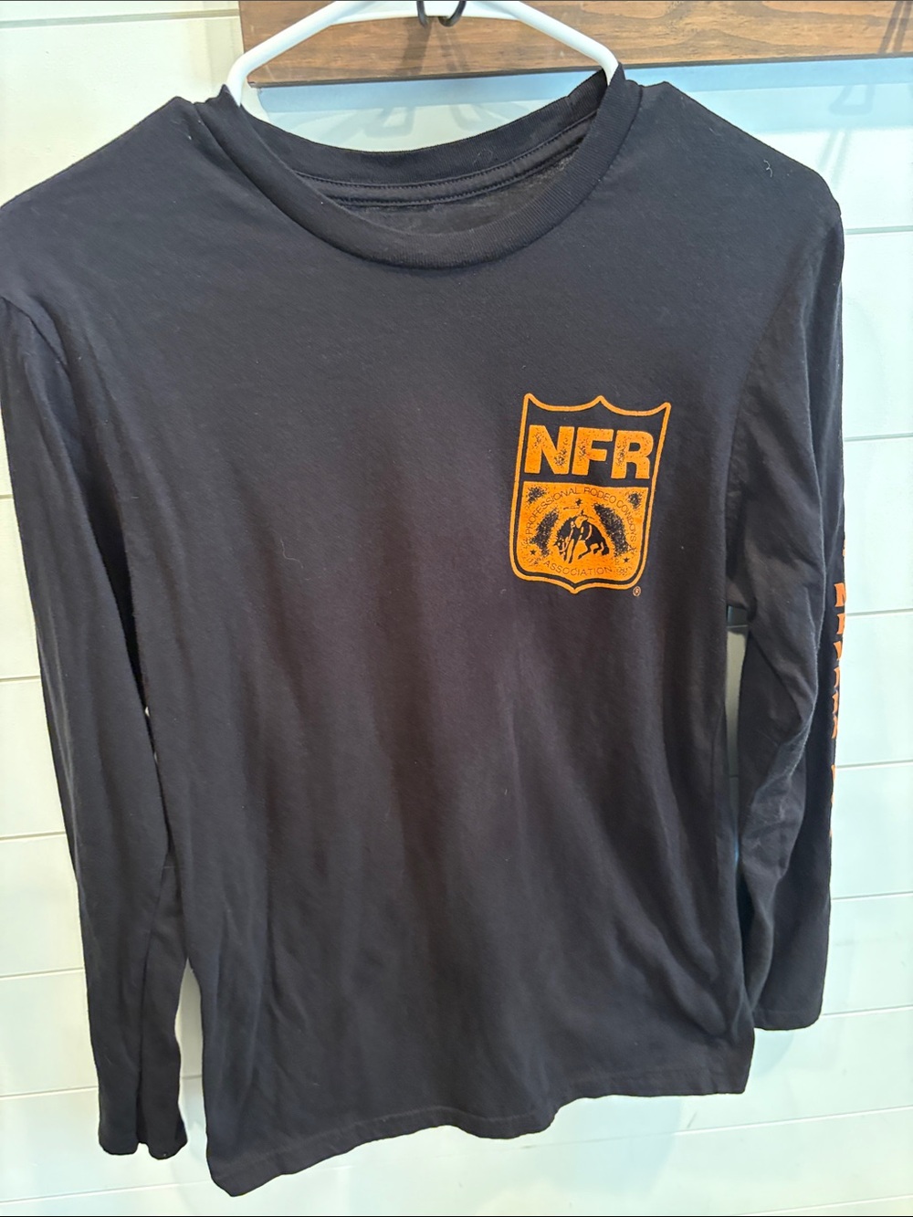 NFR Logo Long-Sleeve Crew Tee - Black with Orange Crest